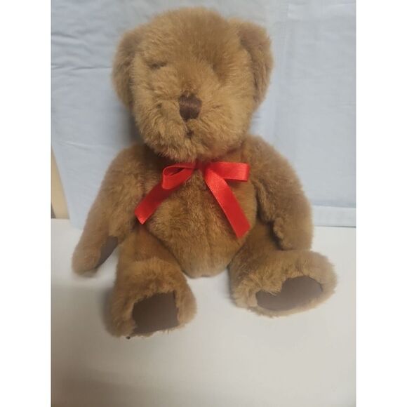 Build A Bear Brown‎ Teddy With Red Bow - Picture 1 of 7